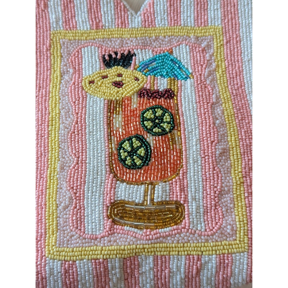Viral Beaded Bag Handcrafted In India Tropical Mai Tai Cocktail Bag Purse NWT - Picture 2 of 6